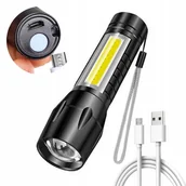 Latarki - Latarka Taktyczna Kieszonkowa Mini Cree Cob Usb - miniaturka - grafika 1
