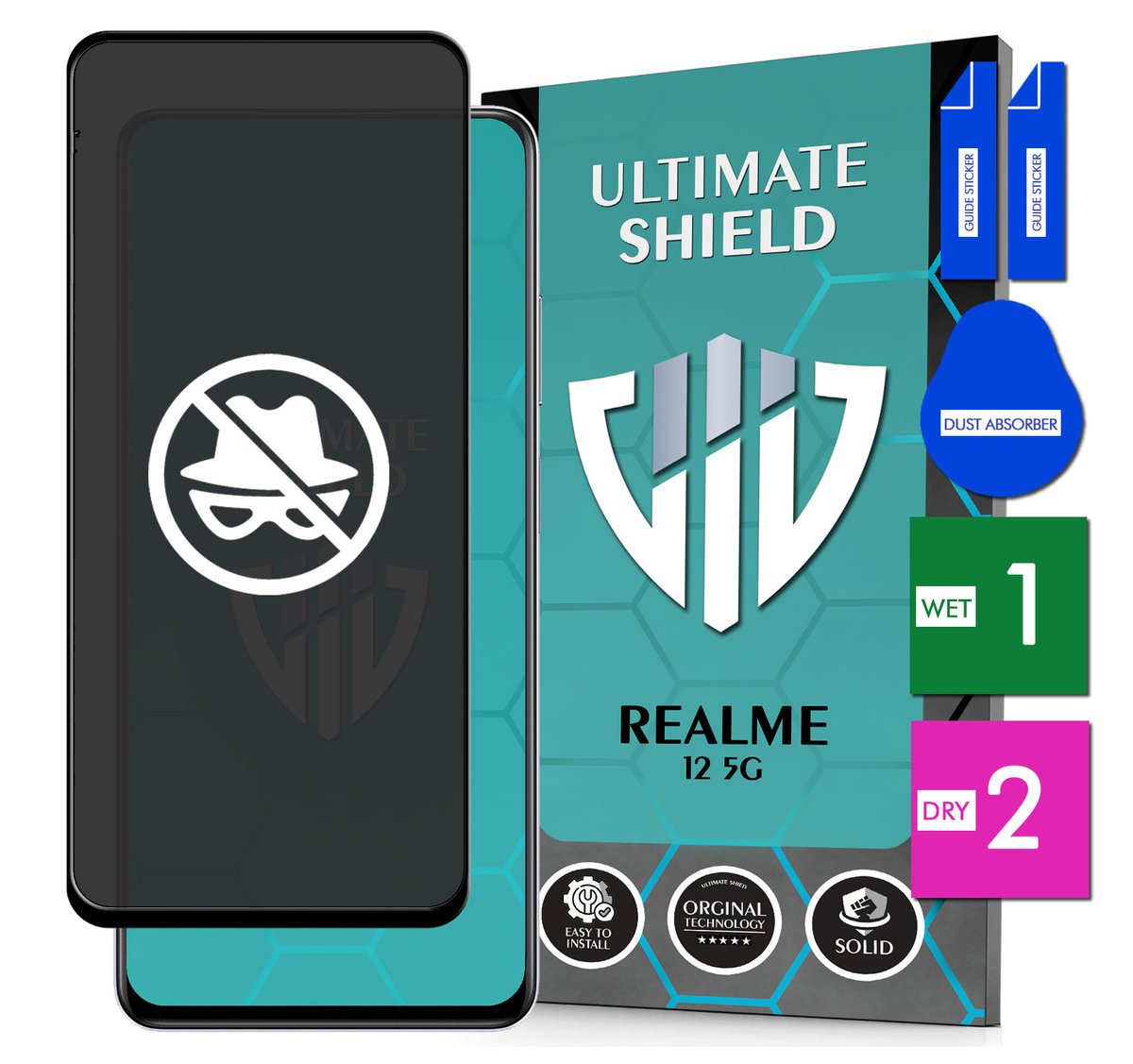 SZKŁO PRYWATYZUJĄCE DO REALME 12 5G ANTYSZPIEGOWSKIE HARTOWANE 9H 5D