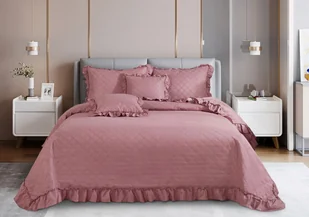 Ciemny Puder Narzuta Pikowana Z Falbanką 200x220 RUFFY - Narzuty - miniaturka - grafika 1