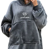 Księgarnia OUTLET - Bluzair SUPER MAMA - Bluza koc - Szary - prezent dla mamy - dzień mamy - miniaturka - grafika 1