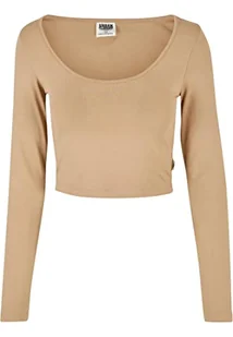 Urban Classics Ladies Organic Cropped Longsleeve Koszulka damska, Beżowy (Unionbeige), M - Koszulki i topy damskie - miniaturka - grafika 1