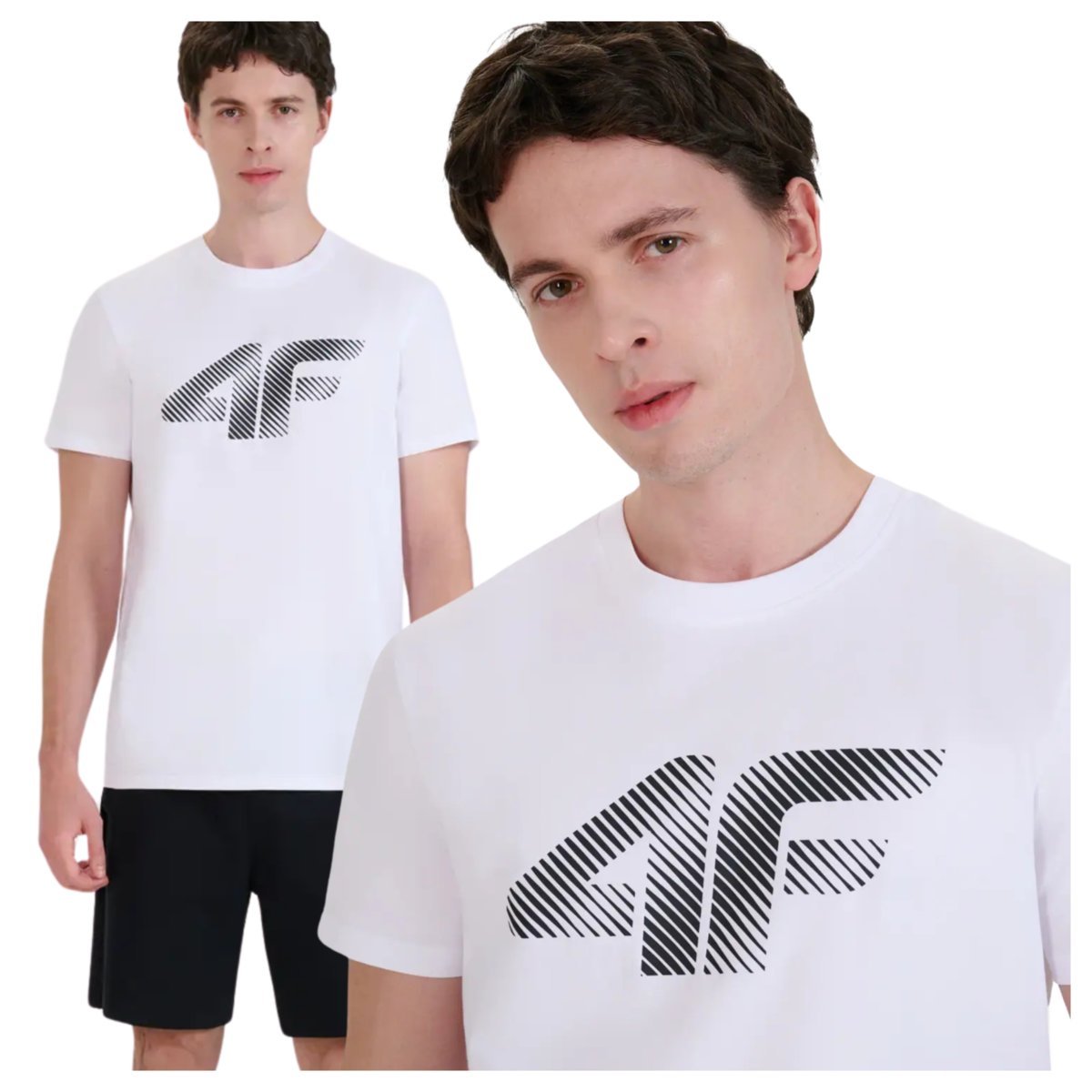 Koszulka męska 4F 4FWMM00TTSHM2257-10S Biały Roz. 3XL