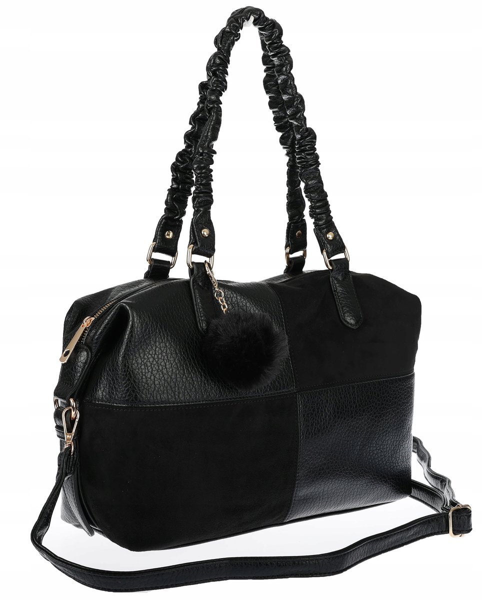 Torebka damska shopper A4 elegancka torba duża do pracy HJ1255 Czarna
