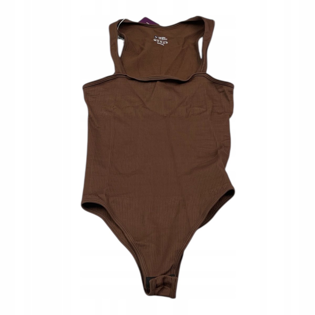 Body modelujące z prążkowanym dekoltem w kwadrat Heyshape M