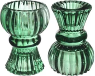 Świeczniki - Świecznik szklany tealight świeca stożkowa zielony - miniaturka - grafika 1