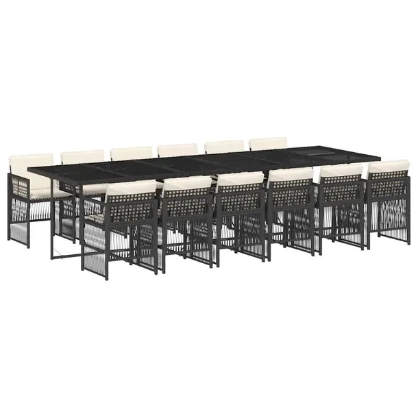 Zestaw Mebli Ogrodowych z Rattanu PE, Stół 330x106x73cm, Krzesła 50,5x54