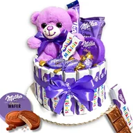 Zestawy upominkowe - Zestaw prezentowy Tort Milka z Misiem na Urodziny Święta pod Choinkę Mikołaj - miniaturka - grafika 1