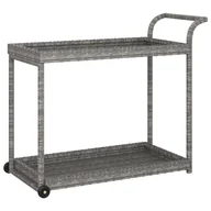 Wózki na żywność - shumee Wózek barowy szary 100x45x83 cm polirattan - miniaturka - grafika 1