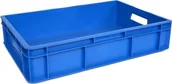 Pojemniki przemysłowe - Artech Pojemnik transportowy EURO 130 ścianki i dno pełne, wym. 600 x 400 x 130 mm niebieski - miniaturka - grafika 1