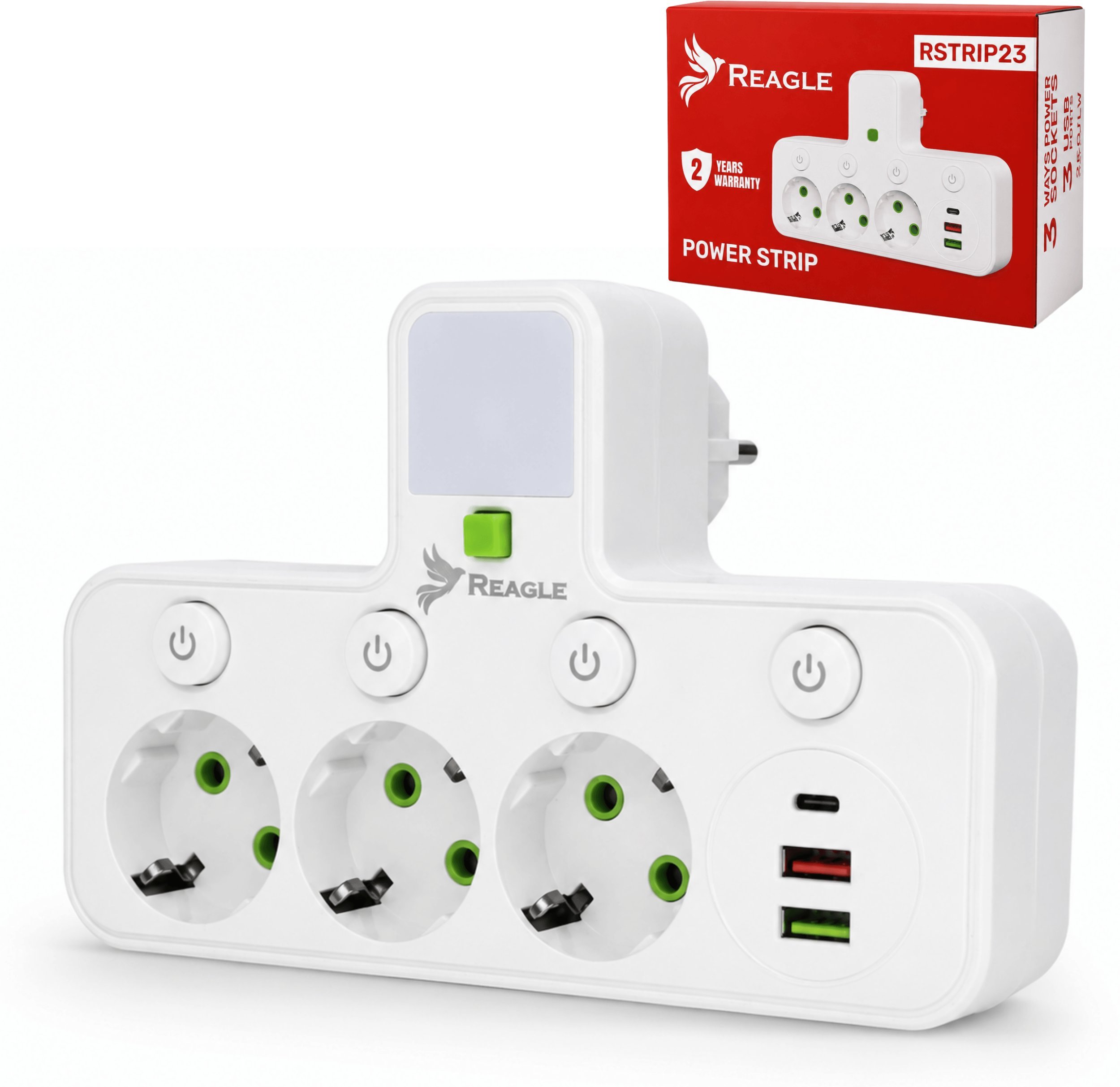 Listwa zasilająca Reagle PRZEDŁUŻACZ LISTWA ZASILAJĄCA ROZDZIELACZ 3 GNIAZDA 230V 3x USB LAMPKA LED REAGLE