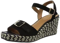 Espadryle damskie - Geox Damskie sandały D PANAREA espadryle Wedge Sandal, czarne, 37,5 EU, czarny, 37.5 EU - miniaturka - grafika 1