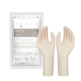 Rękawiczki chirurgiczne lateksowe sterylne 7.5 bezpudrowe Mercator Santex Powder-Free 1 para - Rękawiczki jednorazowe - miniaturka - grafika 1