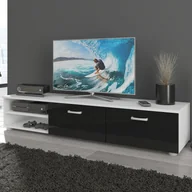 Szafki RTV - Szafka RTV Długa MAG-03 Magic MebloCross Biały Mat / Czarny Połysk - miniaturka - grafika 1