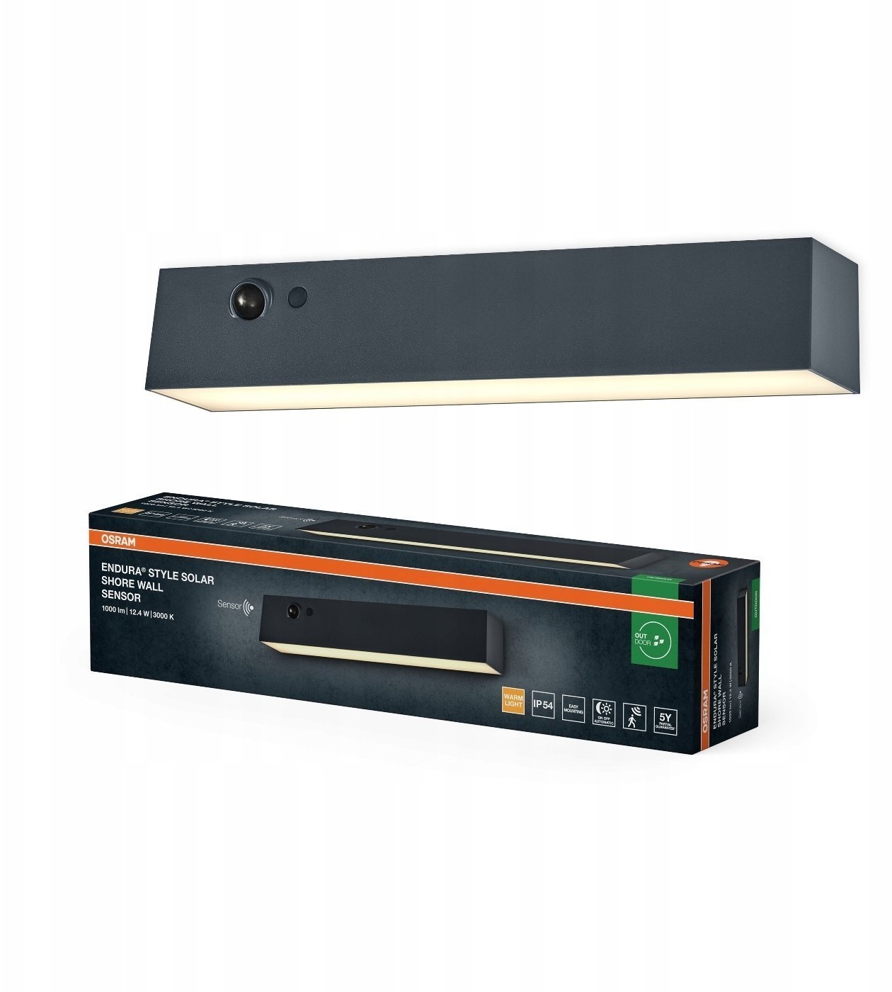 Philips Kinkiet Wall LED outdoor light OSRAM ENDURA SOLAR SHORE IP54 12W 3000K 1000lm with sensor