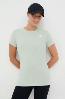 Koszulki sportowe damskie - The North Face t-shirt bawełniany kolor zielony - grafika 1
