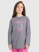 Bluzki dla dziewczynek - 4F Longsleeve oversize z nadrukiem dziewczęcy - szary 134 (8-9 lat) - miniaturka - grafika 1
