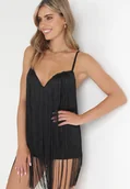 Kombinezony - Czarny Krótki Kombinezon z Długimi Frędzlami i Regulowanymi Ramiączkami Odenthe - miniaturka - grafika 1