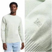 Swetry męskie - Lee CLEAN RAGLAN SWEATER Soft Sage dopasowany pastelowy bawełniany sweter L - miniaturka - grafika 1