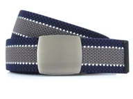 Paski - Szaro-granatowy elastyczny pasek do spodni z automatyczną klamrą PT12 - miniaturka - grafika 1