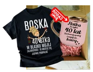 Gadżety dla niej i dla niego - Zestaw prezentowy na 40 urodziny - kubek na 40 z imieniem oraz koszulka na 40 urodziny z blondynką - miniaturka - grafika 1