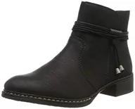 Botki damskie - Rieker Botki – czarne syntetyczne, rozmiar 36 EU, Czarny czarny 00 00, 41 EU - miniaturka - grafika 1