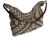 Torebki damskie - Brązowa Torebka Damska Na Lato, Modna Materiałowa Shopperka Na Ramię A4 - miniaturka - grafika 1