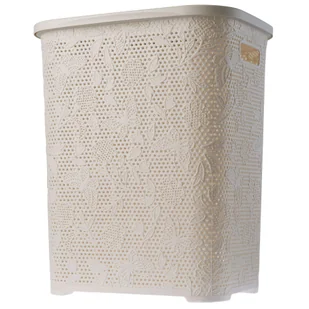 Kosz z pokrywą na bieliznę i ubrania 55L Aglio, kremowy - Kosze na bieliznę - miniaturka - grafika 1
