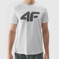 Koszulki męskie - Koszulka Męska 4F T-shirt Biały Sportowy Regular Fit Bawełna S - miniaturka - grafika 1