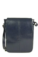 Torebki damskie - Granatowa skórzana torebka listonoszka - miniaturka - grafika 1