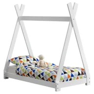 Łóżka dla dzieci i młodzieży - [en.casa] Łóżko dziecięce 70x140cm białe w stylu tipi wykonane z drewna sosnowego łóżko młodzieżowe łóżko drewniane łóżko do domu łóżko - miniaturka - grafika 1