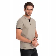 Koszulki męskie - Bawełniana koszulka męska polo ciemnobeżowa wygodna OM-POSS-0113 V5 r. XXL - miniaturka - grafika 1