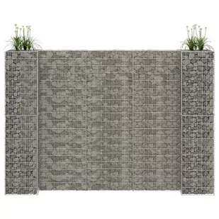 Vida Donica gabionowa w kształcie H drut stalowy 260x40x200 cm V-145665 - Donice - miniaturka - grafika 1