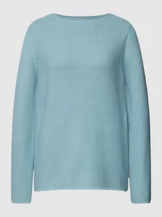 Sweter z dzianiny z okrągłym dekoltem - Swetry damskie - miniaturka - grafika 1