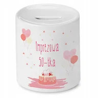 Skarbonki - SKARBONKA PREZENT NA URODZINY 50 50te 50-te z Nadrukiem ze Zdjęciem + Opakowanie na prezent (wzór 04) - miniaturka - grafika 1