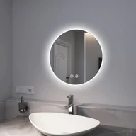 Lustra - EMKE Lustro łazienkowe LED 50 cm okrągłe Lustro łazienkowe z oświetleniem 3 barwy światła 3000-6500K Zimna biel Neutralna ciepła biel Możliwość ściemniania Podświetlane lustro z przełącznikiem dotykowym IP44 Energooszczędne - miniaturka - grafika 1