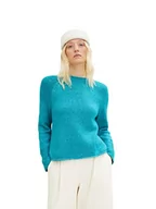 Swetry damskie - TOM TAILOR Damski Sweter z dzianiny 1034082, 30561 - Teal Blue Melange, XS - miniaturka - grafika 1