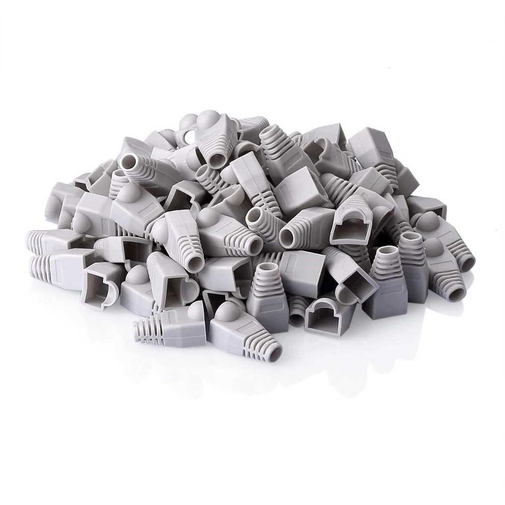 OSŁONA MODUŁOWA WTYKU CAT5E RJ45 100 SZTUK SZARA PLASTIKOWA ETUI