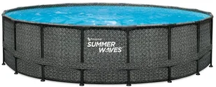Summer Waves Elitarny basen z ramkami Okrągły basen naziemny Kompletny zestaw Rattan wygląda na szary 549x132 cm - Zabawki i gry sportowe - miniaturka - grafika 1