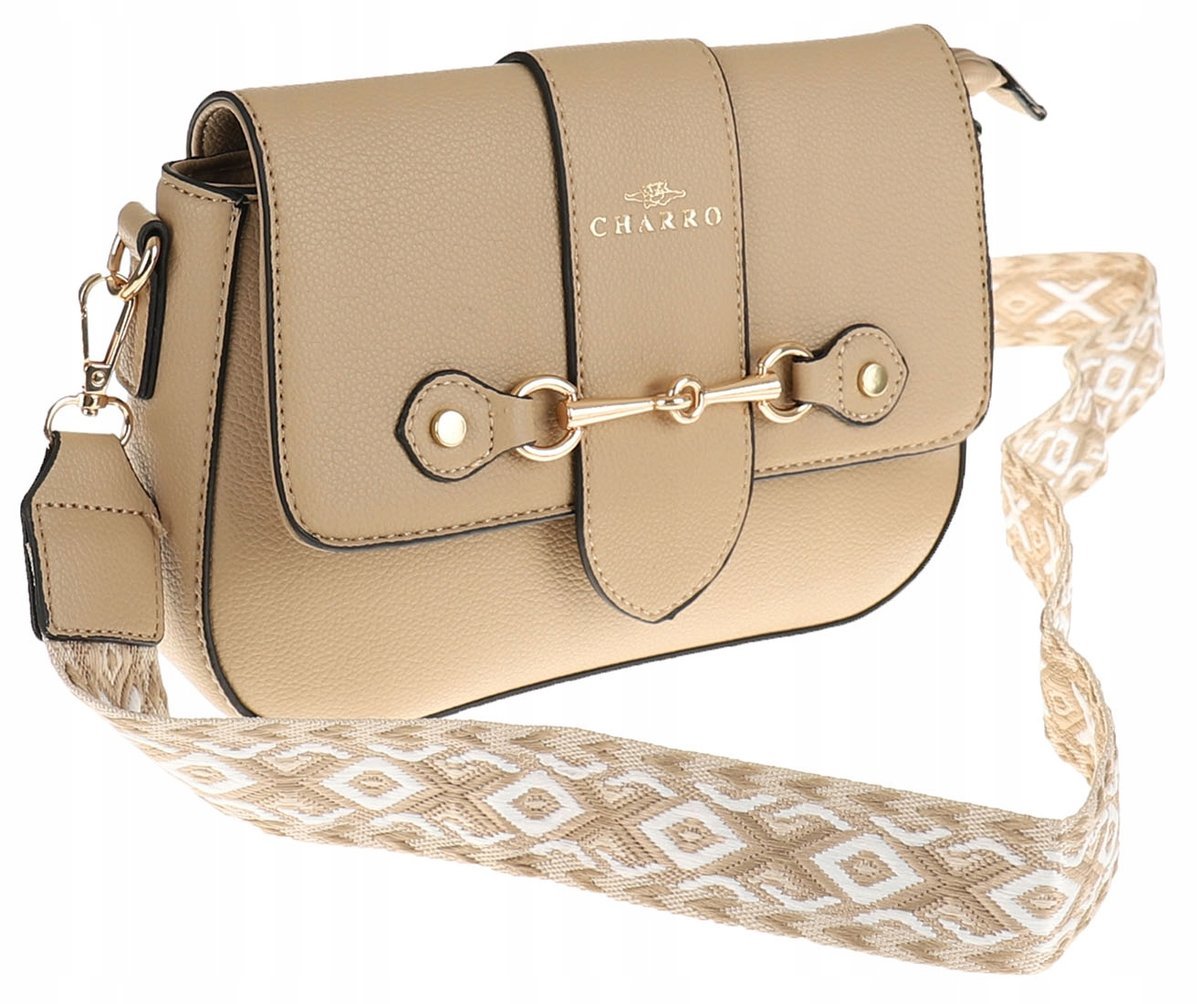 CHARRO Torebka Damska Beżowa Kuferek Miejska Listonoszka CH667864 Taupe