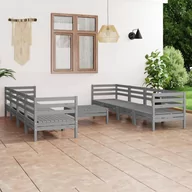 Meble ogrodowe - vidaXL 9-cz zestaw wypoczynkowy do ogrodu szary drewno sosnowe - miniaturka - grafika 1