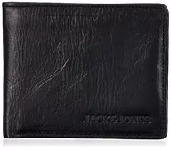 Portfele - Jack&JONES Men's JACSIDE skórzany portfel na karty, czarny, jeden rozmiar - miniaturka - grafika 1