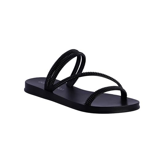 DON ALGODON - Sandały damskie lato - klapki damskie - klapki - klapki damskie wygodne klapki na plażę, basen i spacery - Wolność, Czarny (Black), 38 EU