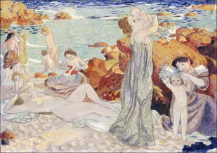 Bathers, Pouldu beach, Maurice Denis - plakat 100x70 cm - Plakaty - miniaturka - grafika 1