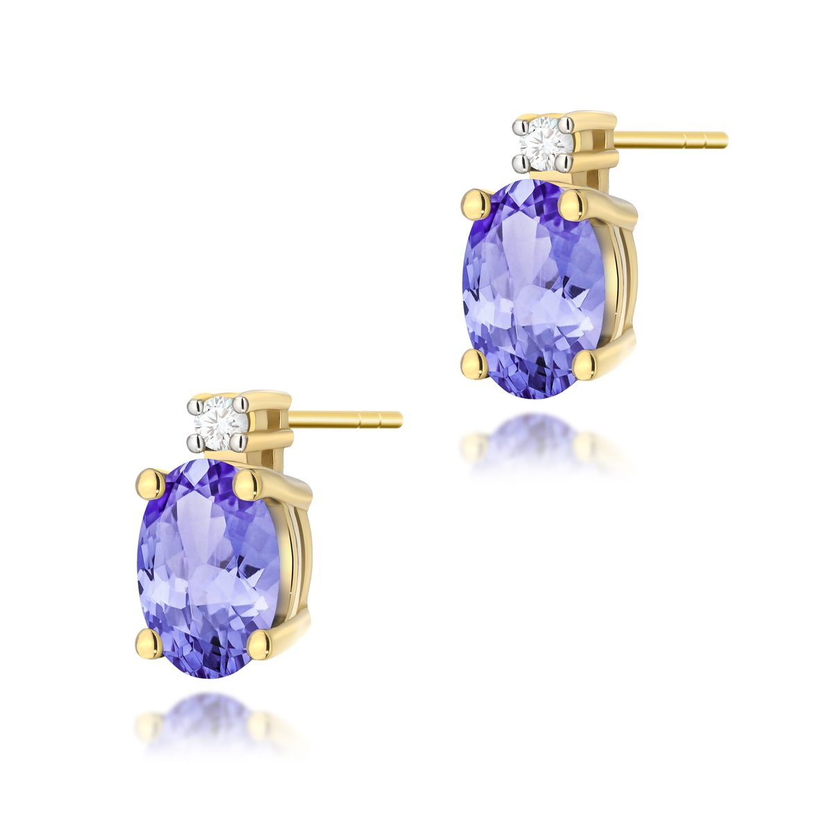 Złote kolczyki K0001 Tanzanit 2 x 0,40ct żółte złoto pr. 585