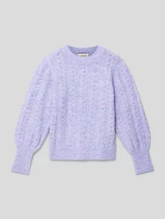 Swetry dla dziewczynek - Sweter z dzianiny z bufiastymi rękawami - grafika 1