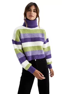 DeFacto Sweter normalny krój dla kobiet - sweter z golfem na topy damski (zielony, XL), zielony, XL - Swetry damskie - miniaturka - grafika 1