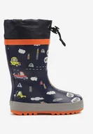 Kalosze damskie - Granatowe Kalosze na Grubej Podeszwie z Cholewką ze Ściągaczem Redanisse - miniaturka - grafika 1