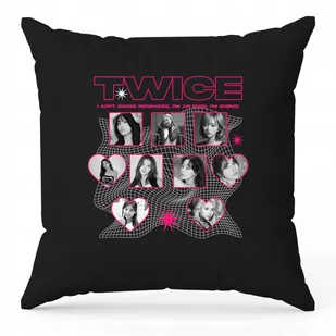 Poduszka Ozdobna Czarna TWICE 40cmx40cm Prezent Korea Muzyka KPOP Wzory - Poduszki dekoracyjne - miniaturka - grafika 1