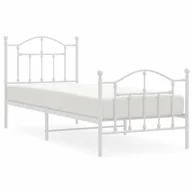 Łóżka - Metalowa rama łóżka z wezgłowiem i zanóżkiem, biała, 80x200 cm Lumarko! - miniaturka - grafika 1