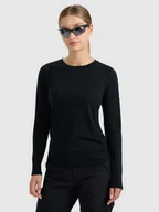 Pozostała odzież narciarska - Longsleeve trekkingowy szybkoschnący z wełną merino damski 4F 4FWAW25TFLOF433-20S Czarny M - miniaturka - grafika 1